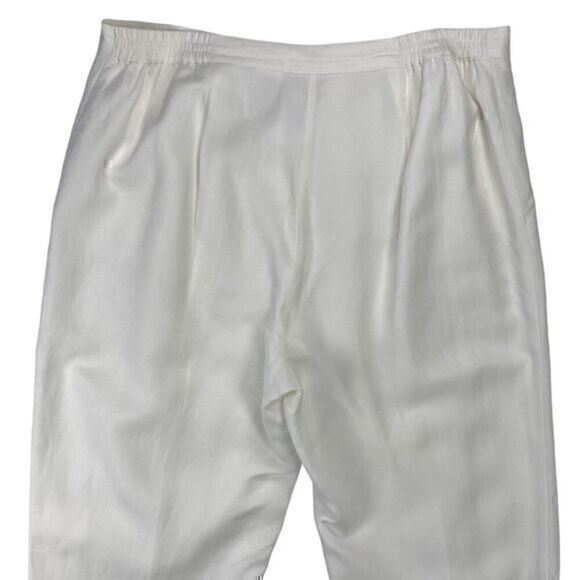 Ruby Rd. Linen Capri Pants Womens 16 White Elastic Waistband Pockets Beaded Hems - Picture 10 of 16
